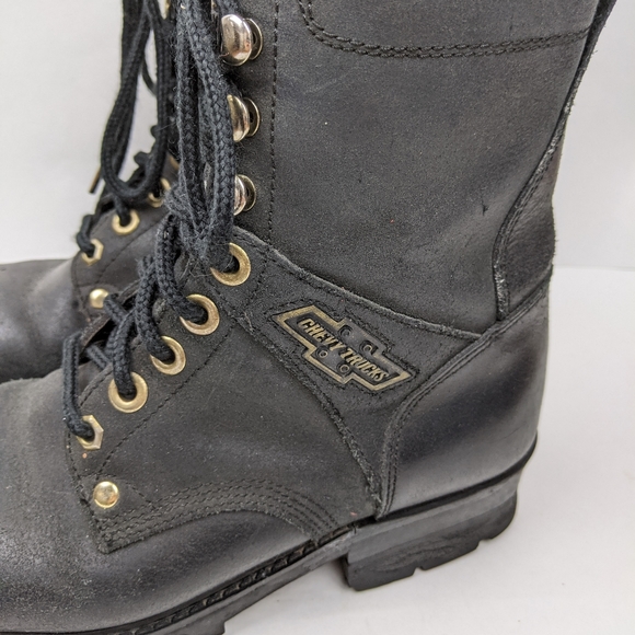 Vintage Chevy Trucks Black Leather Combat Boots - Picture 2 of 14